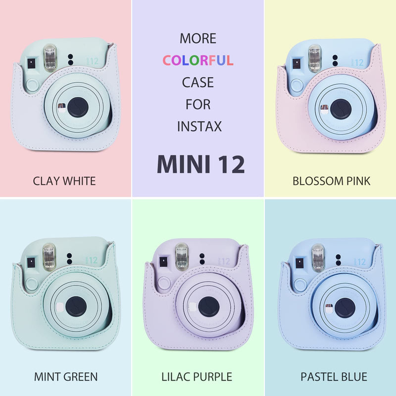 Phetium Instant mini 12 Camera Protective Case Compatible with Instax Mini 12 11,PU Leather Bag with Pocket and Adjustable Shoulder Strap(Lilac Purple) Lilac Purple