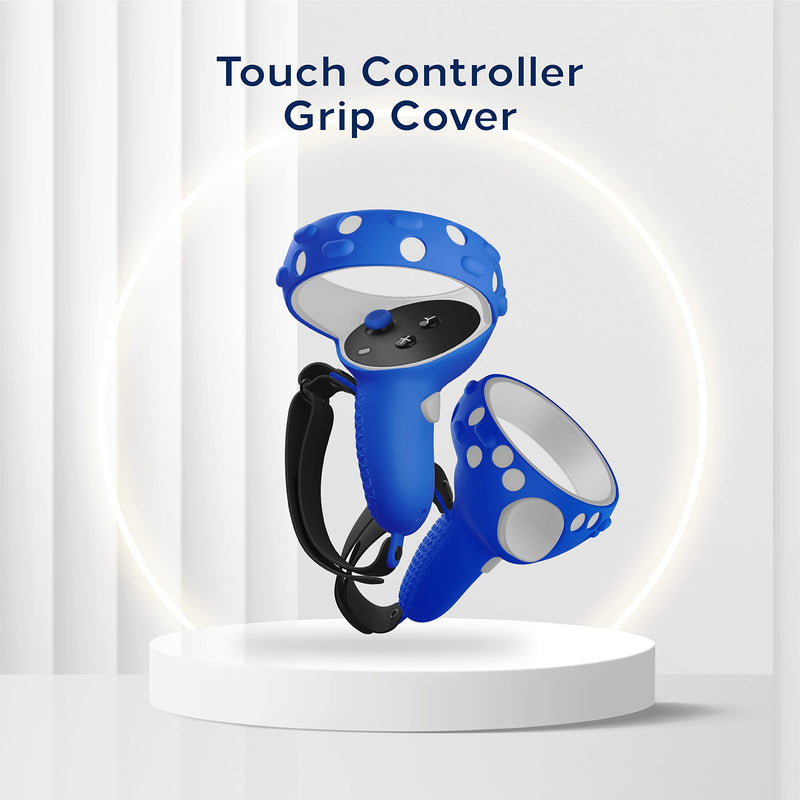 [AUSTRALIA] - TNP Controller Grips for Oculus Quest 2 / Meta Quest 2 Knuckle Strap Black VR Touch Controller Hand Grip Cover Protector Sleeve with Anti-Throw Adjustable Straps Blue 