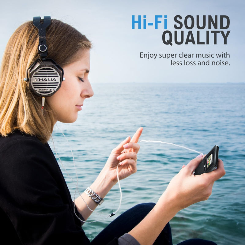 64GB MP3 Player with Bluetooth 5.3, Built-in White Noise Sounds, 2.4-inch Screen, Metal Body, Portable Music Player with Speaker, FM Radio, Voice Recorder, Shuffle, Support 128GB Micro SD Card Black