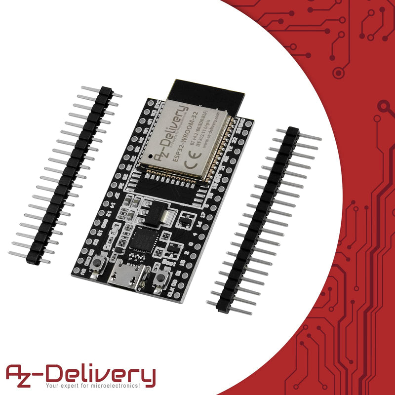 AZDelivery 5 x ESP32 Board Dev Kit C V4 NodeMCU WLAN WiFi Development Board Unsoldered Compatible with Arduino including E-Book! (Successor Module of ESP32 Dev Kit C) | ESP 32 by AZ Delivery ESP32 with CP2102