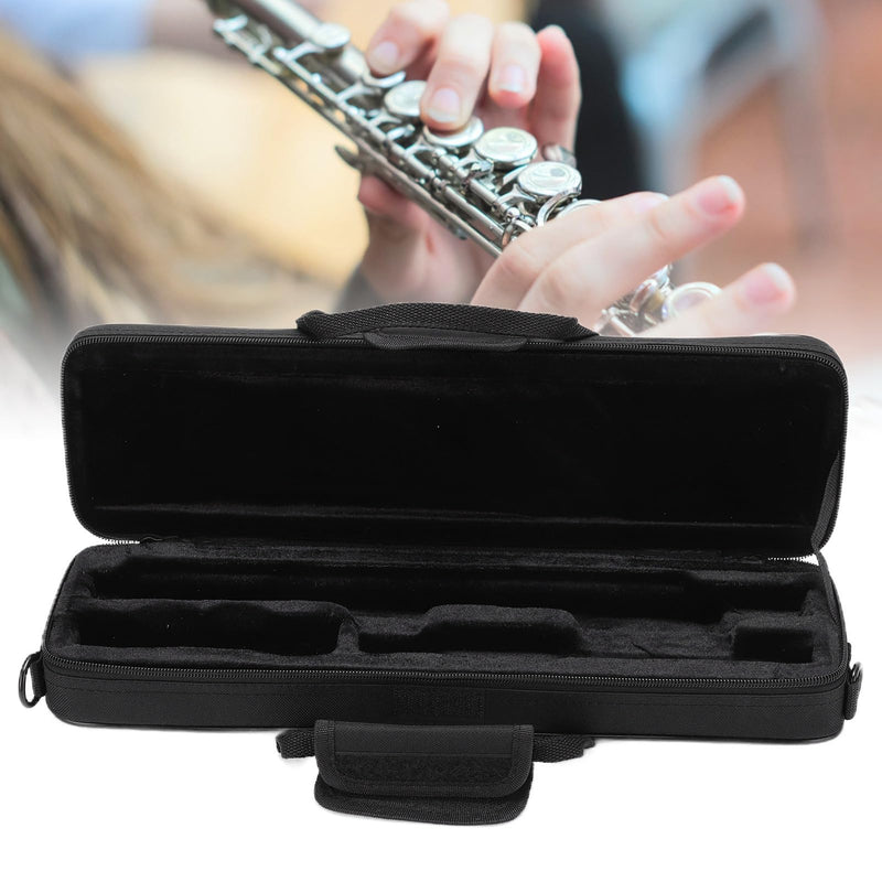 Flute Case Carrying Bag, Black Oxford Cloth Waterproof Flute Carrying Bag Wear Resistant Lightweight Portable Flute Storage Bag with Adjustable Shoulder Strap for 16 Holes Flute, 15.5 x 4.7 x 2.7in