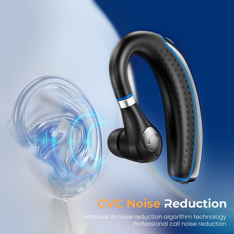 [AUSTRALIA] - Bluetooth Headset, Bluetooth Earpiece with Noise Canceling Microphone, 0.53oz Ultralight V5.3 Wireless Headset with Charging Case Mute Button 56H Playtime Multi point for Work Cell Phone Driver Office Black 