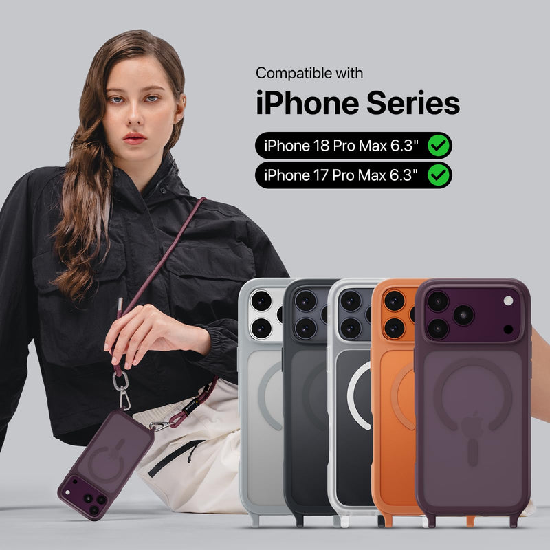 MAGEASY Roam MagSafe Crossbody iPhone Case with Adjustable Strap for iPhone 18 Pro Max & 17 Pro Max, Magnetic Case with Detachable Lanyard, 16FT Drop Defense, Camera Control Compatible (Transparent) iPhone 17/18 Pro Max Transparent