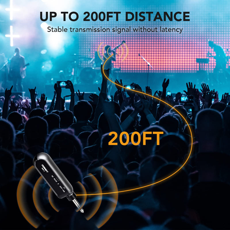 Wireless Microphone System, UHF All Metal Cordless Dual Handheld Dynamic Mic Set with Rechargeable Receiver, for Karaoke Party, Amplifier, PA System, Singing Machine, Church, Wedding, 200ft