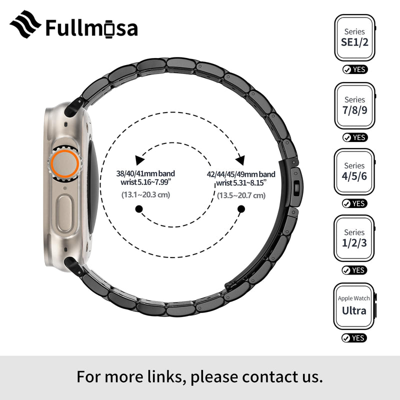 Fullmosa Compatible Silicone Apple Watch Band with Case 49mm Black & Compatible Metal Apple Watch Band with Case 49mm,Black and Gold