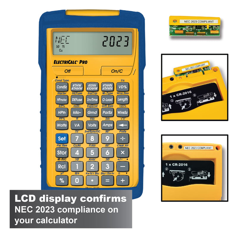 Calculated Industries 5073-2023 ElectriCalc Pro 2023 NEC Upgrade Kit | NEC 2023 Code Compliant, Upgrade Chip for Model 5070 Calculator