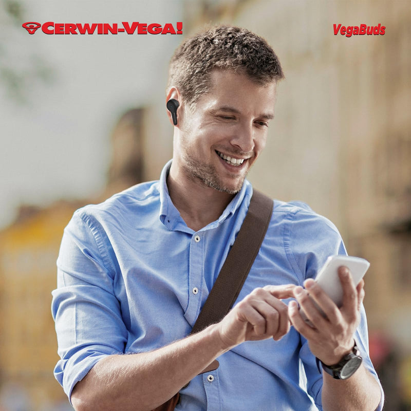 CERWIN-VEGA! Vega Earbuds - Immersive Sound with Active Noise Cancellation, Sweat & Waterproof Design, Seamless Bluetooth Connectivity - Best Earbuds for Gaming, Workout, Running, Sports - EB1