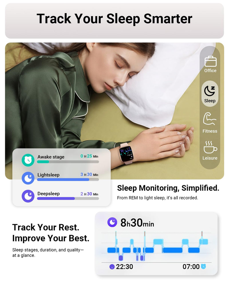 Gydom Smart Watch for Men/Women, 1.85" AMOLED Screen Fitness Tracker | for iPhone/Android/Samsung, Answer/Make Call, Heart Rate/Sleep/SpO2, 3ATM Waterproof, 120+ Sport Modes, AI Voice, Pink