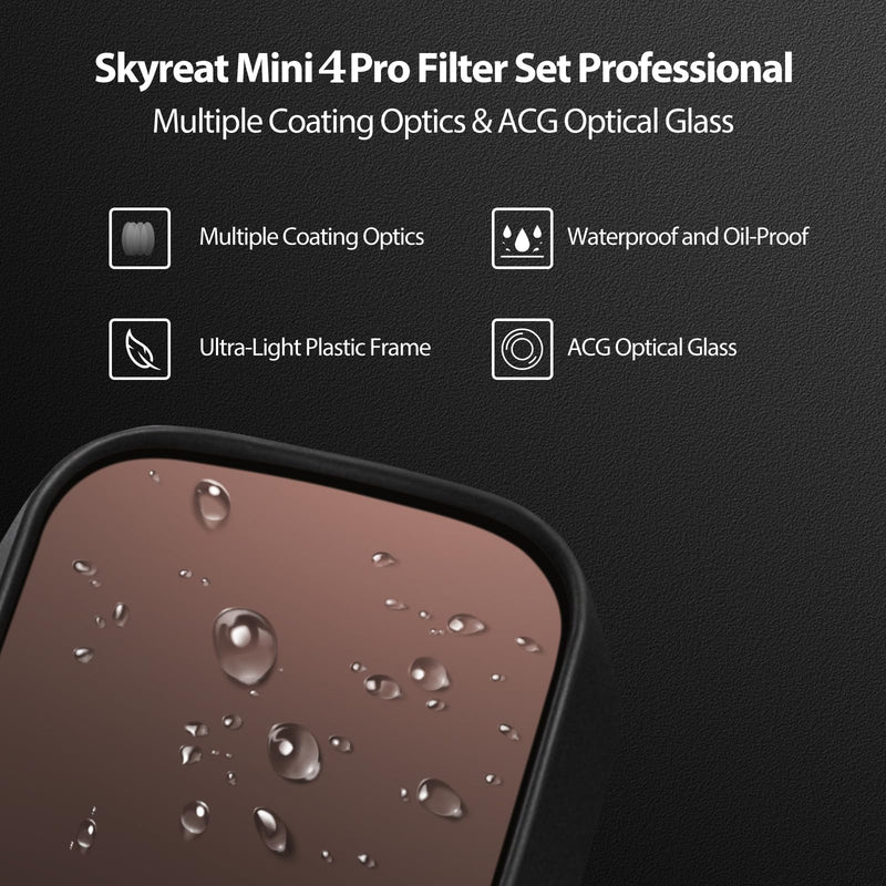 SKYREAT ND Filters Set for DJI Mini 4 Pro Accessories,6 Pack-(CPL, ND8, ND16, ND32, ND64,ND128) 6 Pack-(CPL/ND8-ND128)