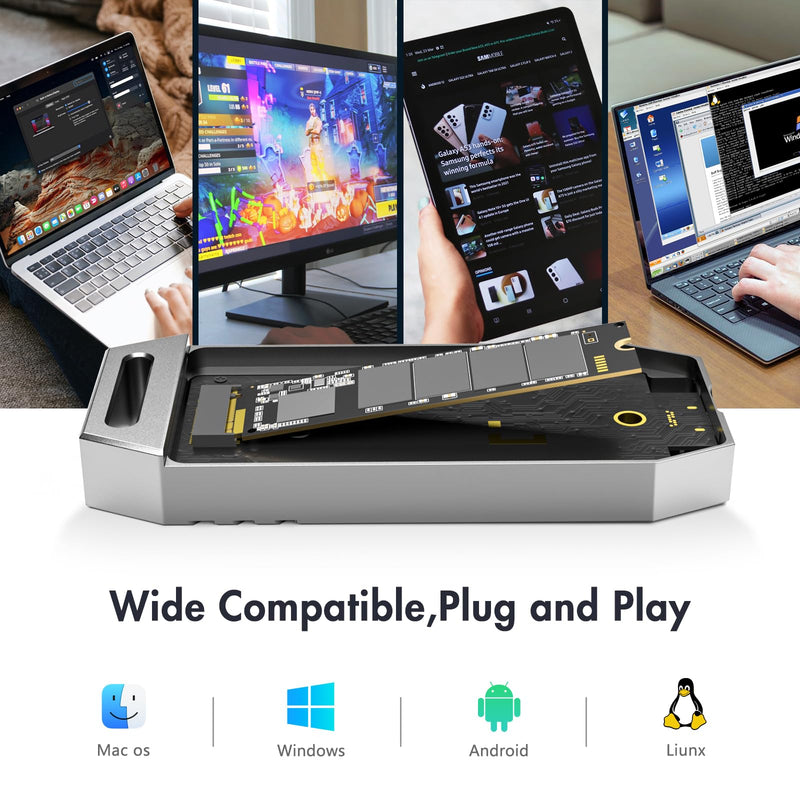 40Gbps M.2 NVMe SSD Enclosure, 8TB Thunderbolt NVME Enclosures for M1 M2 Pro/Max, Type C + USB 4.0 NVMe PCle SSD Adapter Reader, Compatible with Thunderbolts 4, USB 3.2/3.1/3.0