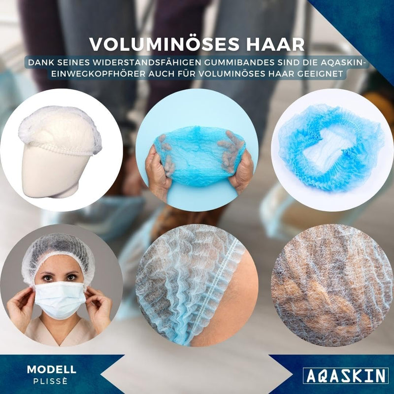 Disposable Head Hub TNT Model Plissè - Head & Hair Cover Caps - For Beauty Centers, SPA, Medical Centres, Restaurants, Cleaning, Quantity 100, White, Unit size 2-White