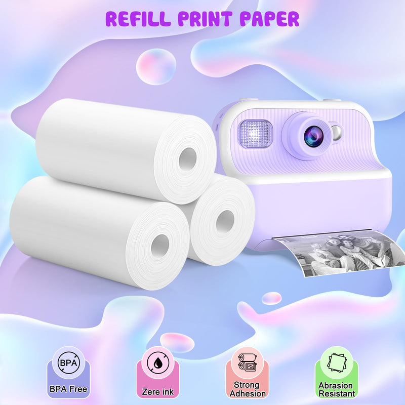 Printer Paper for Kids Instant Print Camera - Thermal Printing Paper Set Refill Replace Printer Paper - Printing Paper Replacement 6 Rolls for TOZDTO Toddler Printing Camera Printing Ppaer, 6 rolls