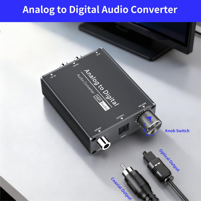 [AUSTRALIA] - Analog to Digital Audio Converter, RCA to Optical w/ 3.5mm AUX Jack Toslink, Coaxial Adapter with Adjustable Volume RCA to Optical Converter 