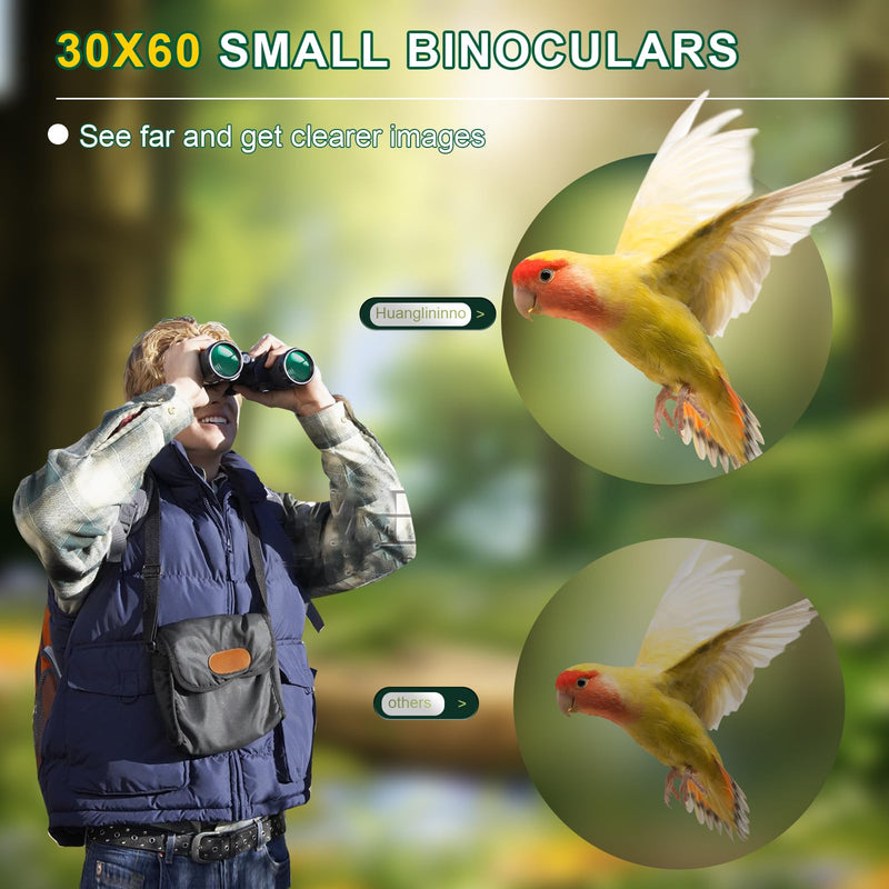 30X60 Compact Binoculars for Adults and Kids，Lightweight Foldable Easy Focus Small Binoculars for Bird Watching Hunting Concert Traveling Theater Opera Sightseeing 02