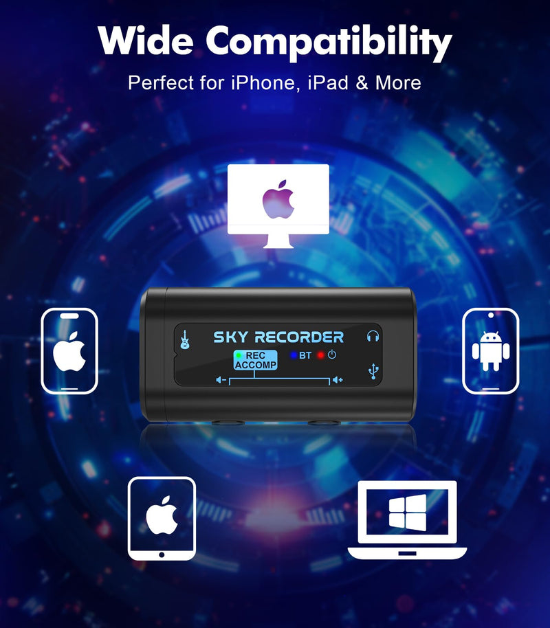Guitar Audio Interface Pocket Internal Recording Sound Card with Bluetooth, Internal Sound Card, Compatible with iPhone, Mac, Laptop, Android—Plug & Play for Recording, Streaming, Playing
