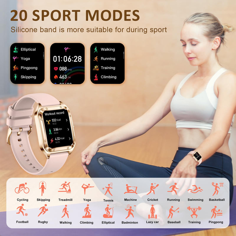 Smart Watch for Women 1.59" iPhone & Android Luxury Diamond Bluetooth Call | Fitness Tracker/AI Voice Control/Heart Rate Sleep Monitor, 120+ Sport Modes IP68 Waterproof, Rose Gold/2 Bands Rosegold 2(daimond rosegold+pink)
