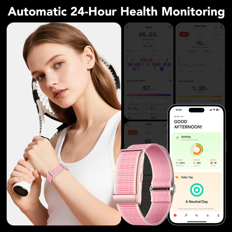 Health Activity Fitness Trackers for Women, 2026 Wearable Smart Bracelet, 120+ Sport Modes Smart Band, All-Day Continuous Heart Rate Blood Pressure Stress HRV Monitor, 24H Sleep Tracker with Free App