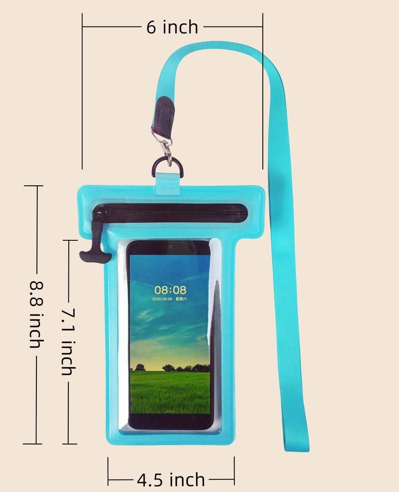 Waterproof Phone Pouch, Waterproof Phone Case, for iPhone 17 16 15 14 Pro Max，IPX8 Waterproof Rating, airtight Zipper Seal 7.8in,Blue