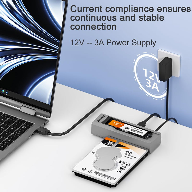 MAIWO M.2 SATA to 2.5'' 3.5''SATA Enclosure with Offline Clone, M.2 B+M Key to 3.5inch HDD Cloner, USB-C Type-C Max 5Gbps Standalone Clone Duplicator MAIWO-K10635S