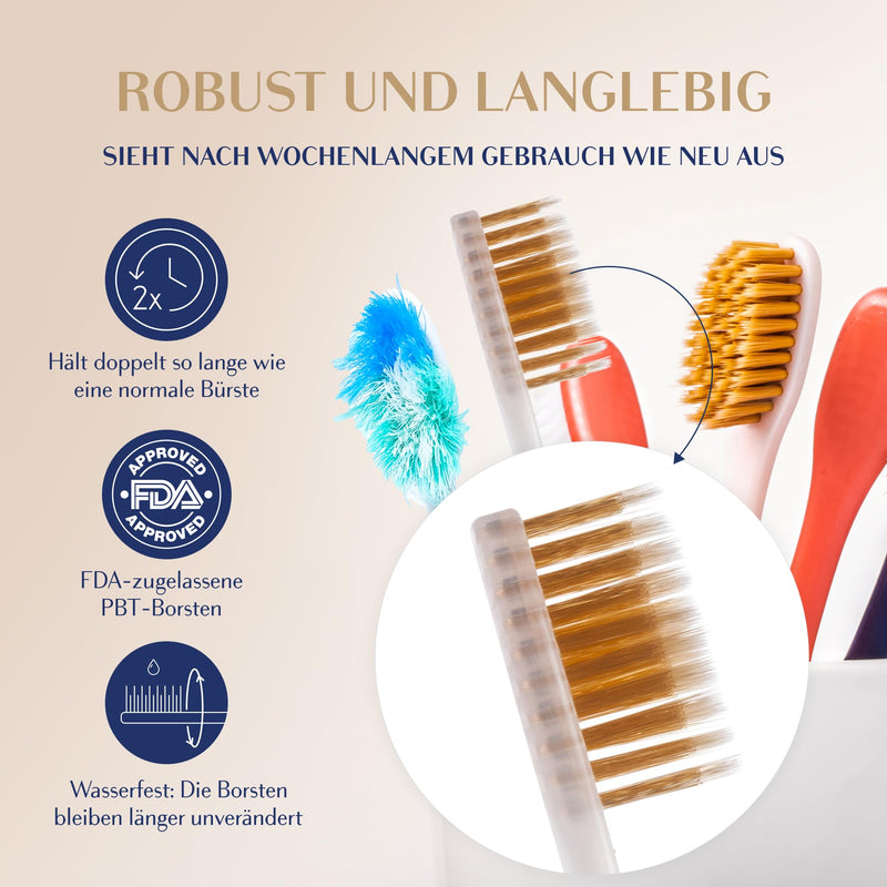 [AUSTRALIA] - Manual Toothbrush Medium for Adults, Floss Toothbrush with Gold, Yellow Royal Denta 