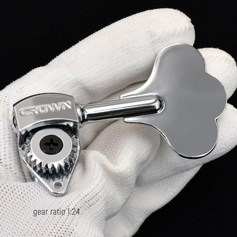 [AUSTRALIA] - FXJXB 24:1 Bass Tuners (4 Right) Open Gear Bass Tuning Pegs for Electeric Jazz Precision P Bass Replacement-Chrome(4R) 4R Chrome 