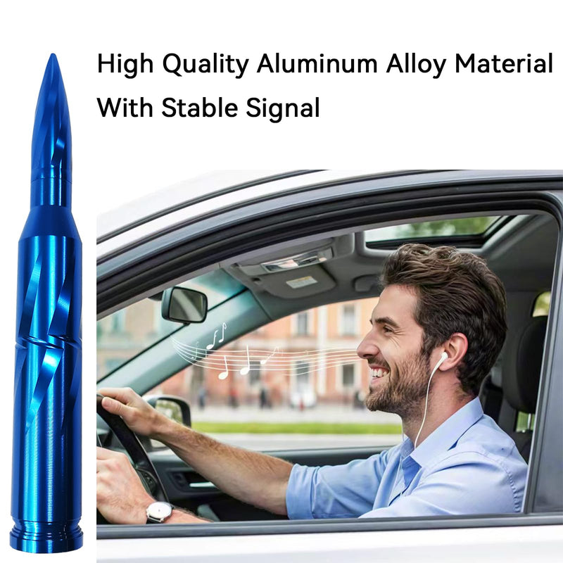 [AUSTRALIA] - 7.8in Car Truck Bullet Antenna 50 Cal Bullet Antenna Truck Accessories Universal Replacement for GMC Sierra 1500 Chevy Dodge Ram Silverado 1500 2500 3500 Ford F150 F250 F350(Blue, 7.8inch) Blue 