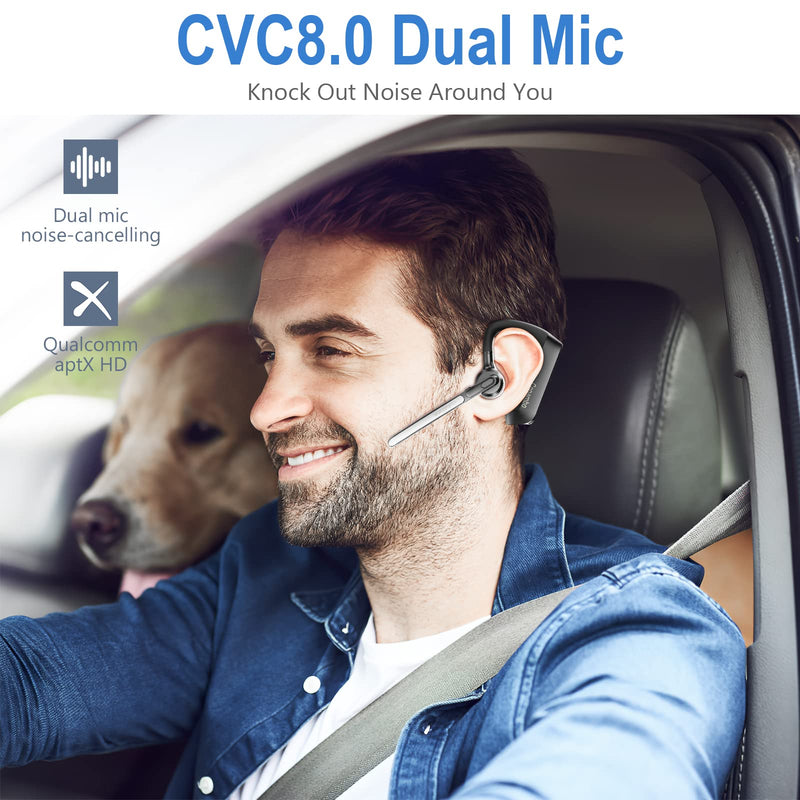 Conambo K10C&K21 Bluetooth Headset, Wireless Bluetooth Earpiece with CVC8.0 Dual Mic Noise Canceling 16 Hrs Talking Time for Truck Driver iPhone Android Cell Phones