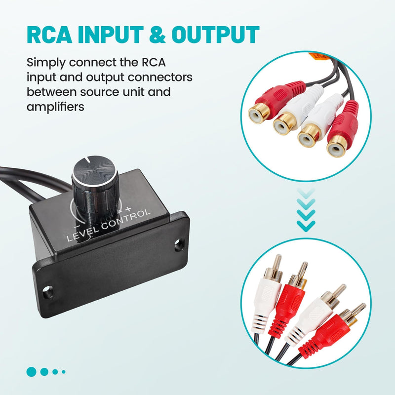 [AUSTRALIA] - Universal Car Amplifier RCA Level Controller, Car Audio Bass Control Knob, Sub Amp Volume Control Cable for Car, Motorcycle, Speakers, Home Theater 