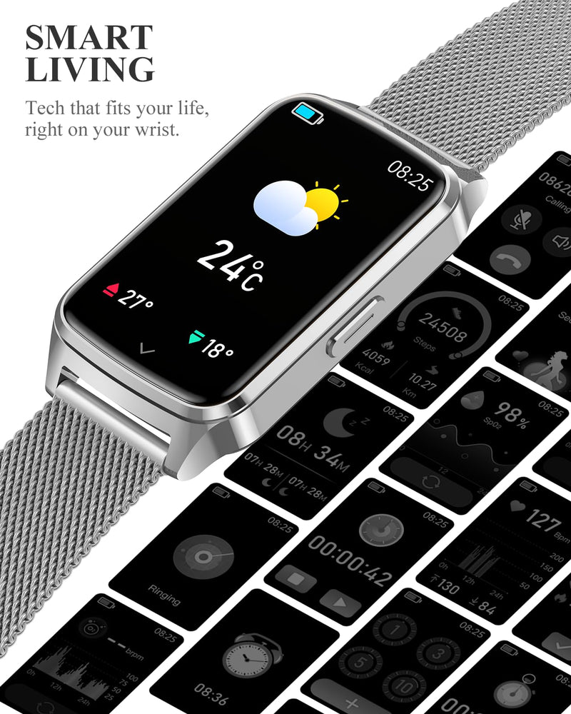 Fitness Tracker Watch for Women Men, Step Counter Compatible with iPhone Android, IP68 Waterproof Activity Tracker with Sleep Monitor, 110+ Sports Pedometer (Cold Steel Silver, 1.57) Cold Steel Silver