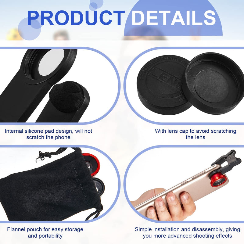 [AUSTRALIA] - 2 Pack Universal 3 in 1 Camera Lens Kit Phone Camera Lens Clip Fisheye Lens Macro Lens Wide Angle Lens Cell Phone Lens Attachments Compatible with Most Smartphones for Video, Live Show, Vlog 