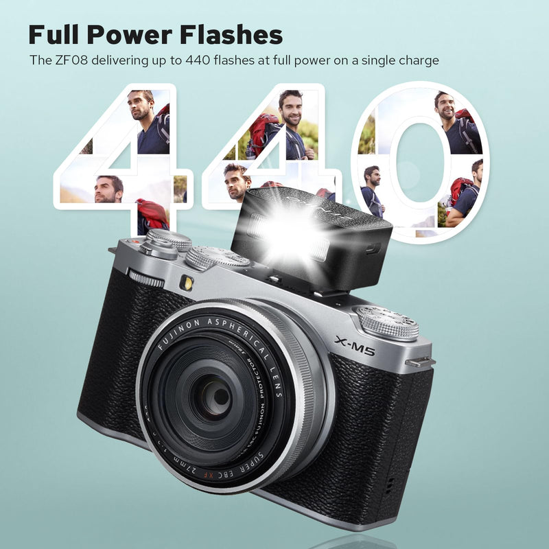[AUSTRALIA] - Zeniko ZF08 Aluminum Mini Flash Speedlite, 440 Full-Power On Camera Flash,CCT 6500K±200K Small Camera Flash for Canon/Fuji/Sony zv1/Sony zve10/Nikon/Panasonic Olympus Pentax/3s Recycle(Black) Black 