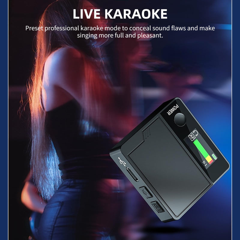 [AUSTRALIA] - Voice Changer Sound Card, 11 Sound Effects Lavalier Mini Sound Mixer Board With Color Display, Adjustable Voice Modulator With Mic For Live Streaming Games Karaoke 