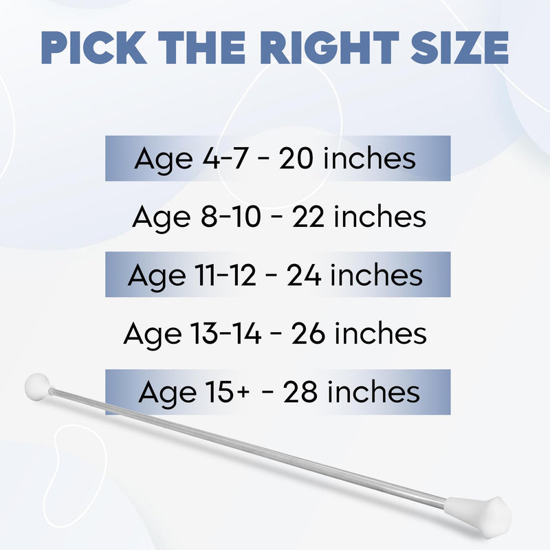 [AUSTRALIA] - 20 inch Twirling Marching Baton in Stainless Steel with Rubberized Ends Mini Shaft 3/8 with 2 Dancing Ribbons (20 Inch) 20 Inch 