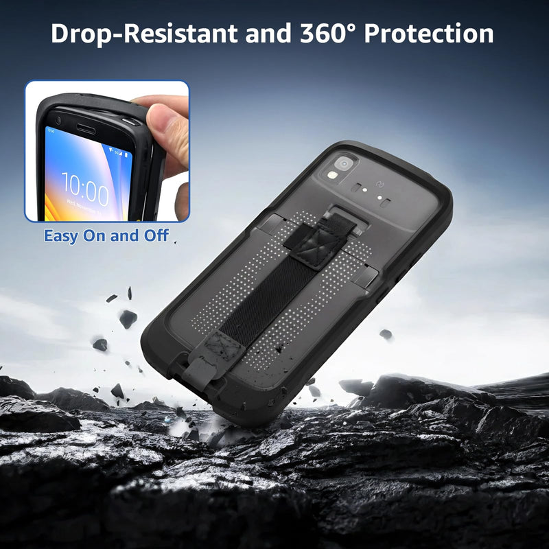 Rugged Case for TC22,Protective Bumper Case Cover Rugged Boot for Zebra TC22 TC27 Mobile Computer Scanner,SG-TC2L-BOOT-01 with Hand Strap and Tempered Glass,Black