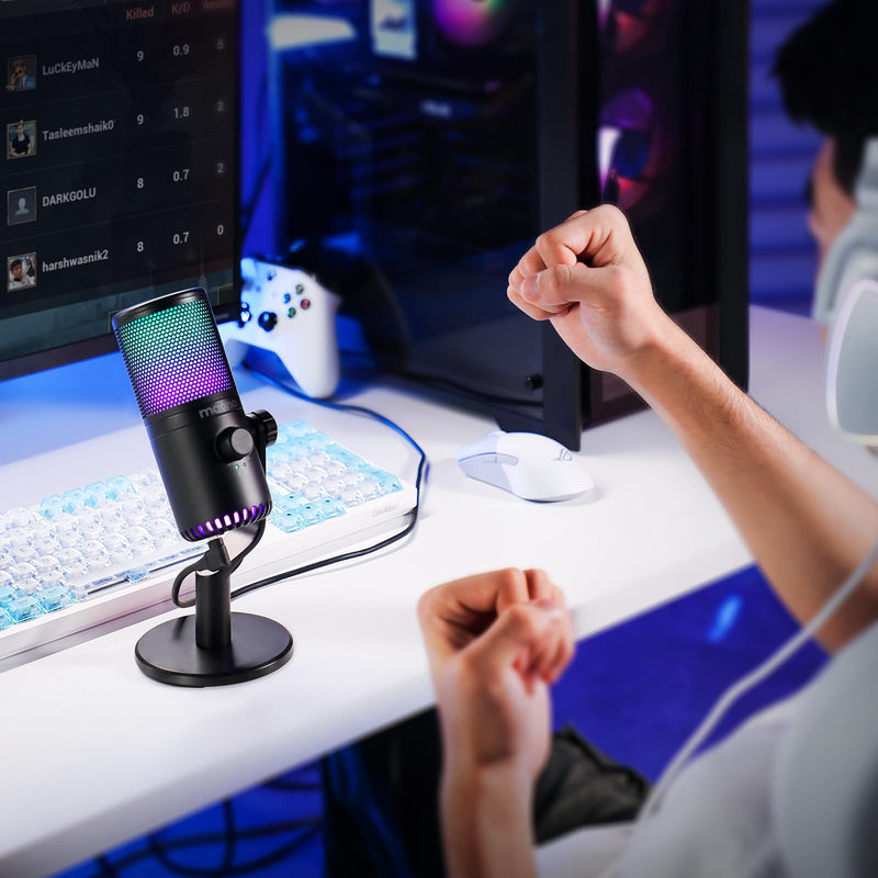 MAONO Gaming USB Microphone with Software, Programmable RGB Mic for Recording, Streaming, Podcast, PS5, PS4, PC, Computer, DM30 RGB Black