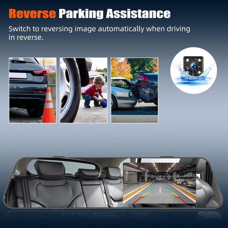 [AUSTRALIA] - Mirror Dash Cam for Cars,4.5 Inch Rear View Mirror 1080P Front and Rear View Dual Cameras,Super Night Vision,Parking Assistance,24H Parking Monitor,Waterproof Backup Camera 4.5 Inch 1080P 
