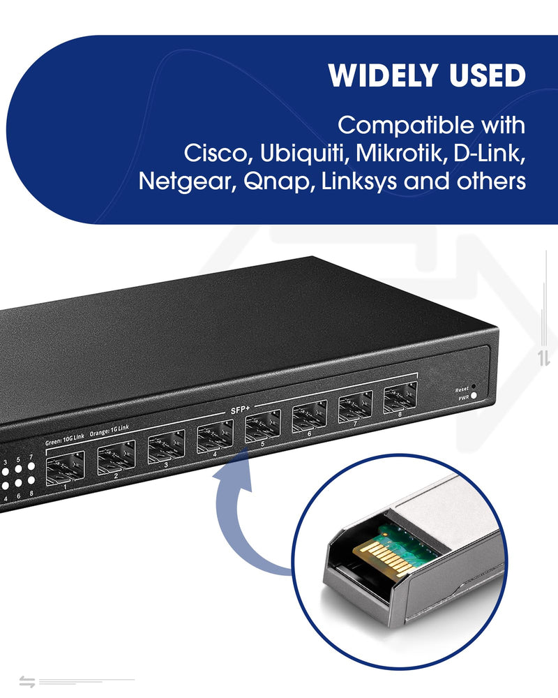 Timaxk 10GBase-SR SFP+ Transceiver, SFP Multi-Mode Fiber LC Module, 10G 850nm MMF up to 300 Meters, Compatible with Cisco, Ubiquiti, Mikrotik, D-Link, Netgear, Qnap, Linksys and More 1 pack