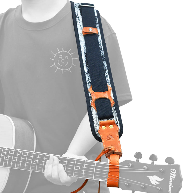 RAM'S LAND 3 inch Wide Leather Guitar Straps, Padded Guitar Strap for Electric, Acoustic, and Bass Guitar 009-fl