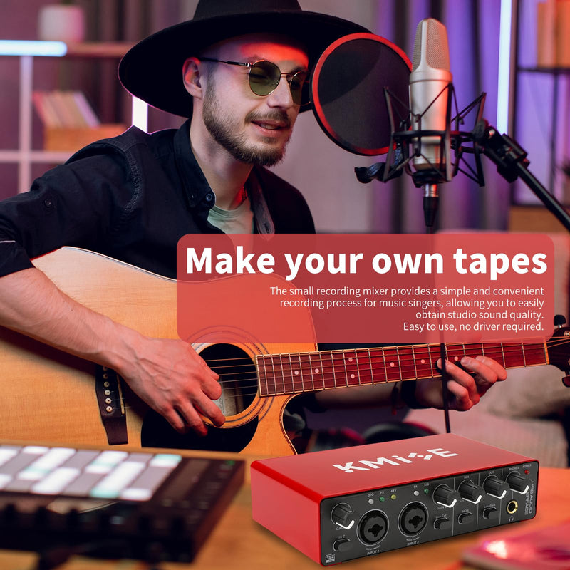 Kmise USB Audio Interface for Guitarists, Vocalists, Podcasters or playback studio quality sound