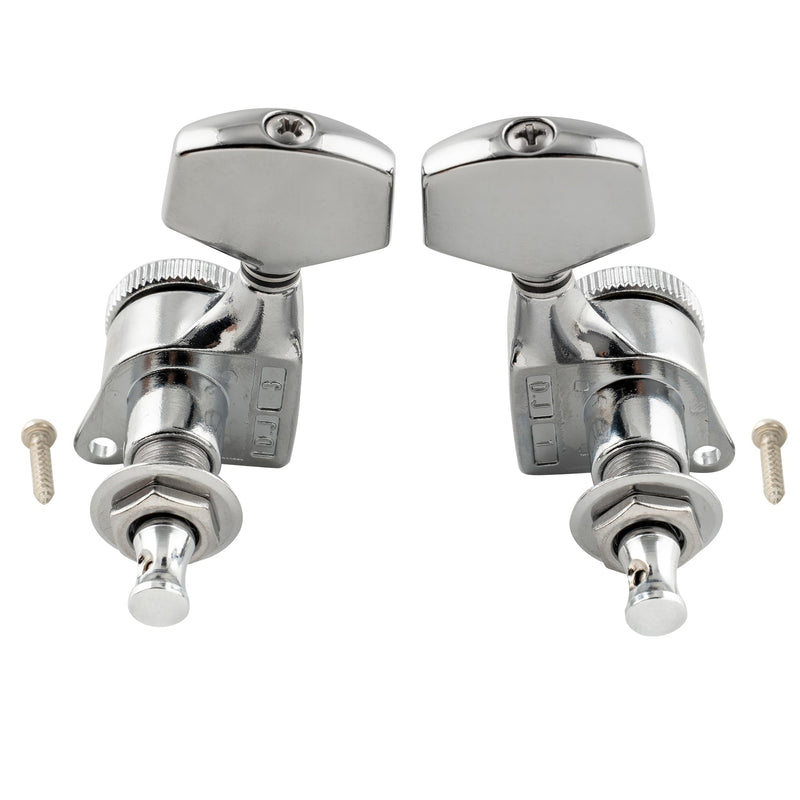 [AUSTRALIA] - Musiclily Pro 3L+3R Guitar Locking Tuners 18:1 Ratio Lock String Tuning Key Pegs Machine Heads Replacement for LP SG Style Style Electric Folk or Acoustic Guitar, Chrome with Big Hex Button 