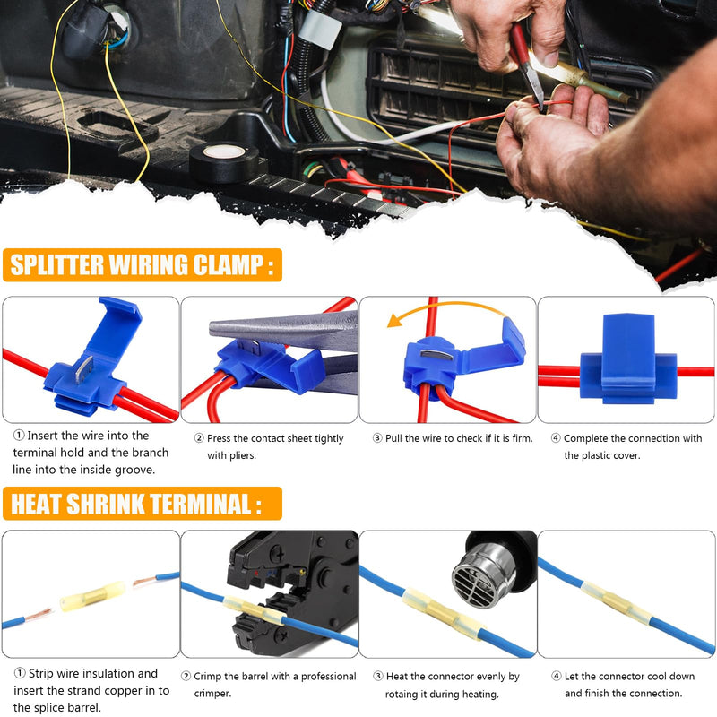 [AUSTRALIA] - PSEQT 3-to-2-Wire Splice-in Trailer Tail Light Converter with 4-Pin Flat Plug Wiring Harness Waterproof for Tail Side Clearance Brake Stop Turn Signal Lights, Used in Trailer Truck Van RV ATV, 1Pcs 