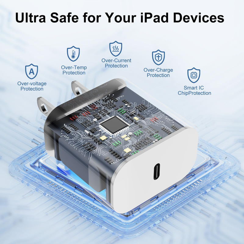 [AUSTRALIA] - iPhone 15 Charger 10 Ft with 20w USB C Charger Block,2-Pack 20W Fast Wall Charger for 15/15 Pro/Pro Max/iPad Pro AirPods/Samsung and More, with 2 Pack 10ft USB-C Cable 2Pack-10FT White 