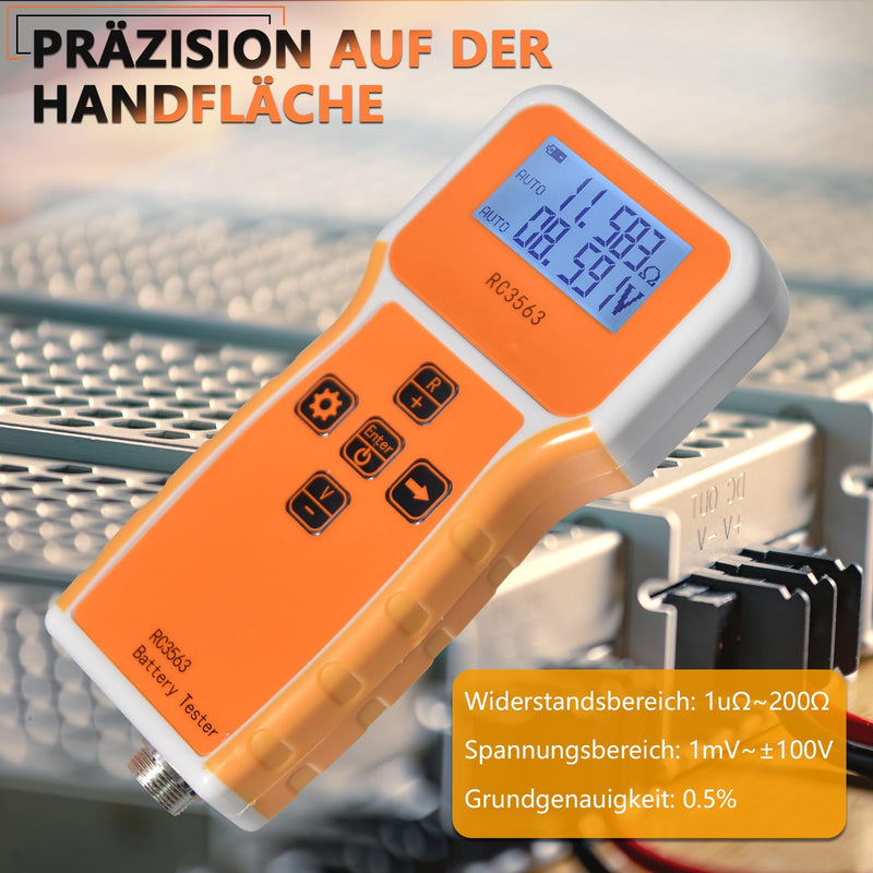 Battery Internal Resistance Meter, Battery Voltage Internal Resistance Meter 1uΩ~200Ω/0~±100VDC, Battery Tester for Lead Acid, Lithium-Ion, Lithium Iron Phosphate, DIY Battery Pack RC3563