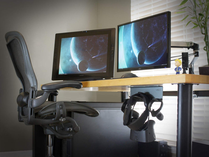 VR Stand Under Desk Storage Display Hook Organizer - Premium Metal - for Meta Oculus Quest 3/2, Sony Playstation PS5 VR2, Valve Index and Mixed Reality Headsets