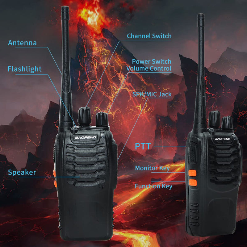 Baofeng Walkie Talkies Long Range Walkie Talkie for Adults with Earpiece Mic Rechargeable 2-Way Radios Handheld Two-Way Radios Transceiver Kids Walky Talky with USB Base Charger for Camping 2pcs with earpiece