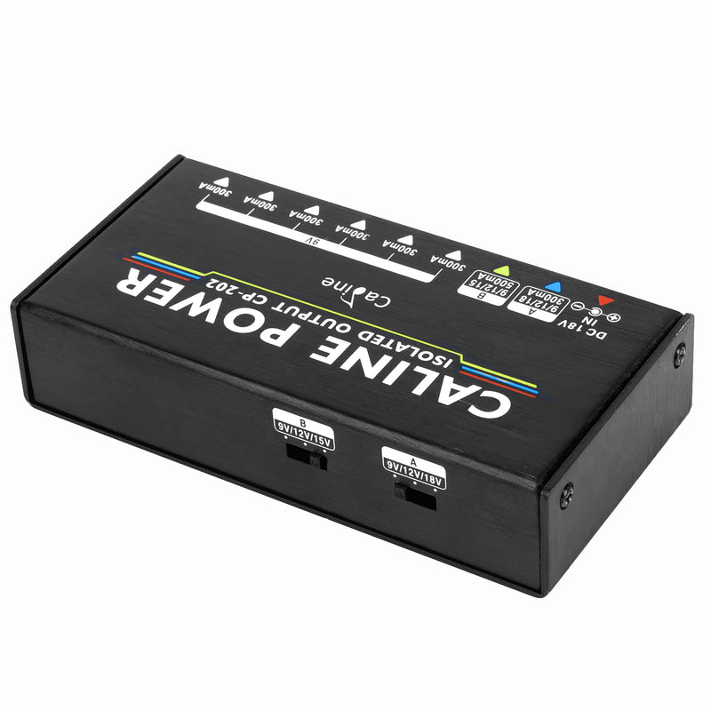 Caline Guitar Pedal Power Supply, True Isolated Pedal Board Power Supply with 8 Totally Isolated DC Outputs(300mA/500mA), Switchable 9V/12V/15V/18V Power Outputs for Guitar Pedals