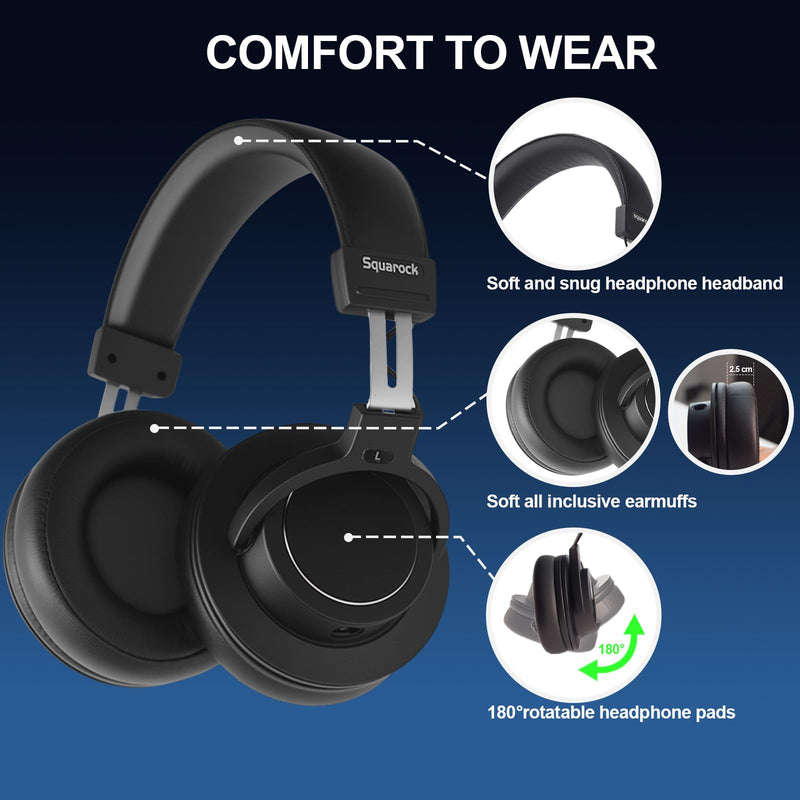 Professional Monitor Headphones Podcast/ Recording/ Live Streaming 3.5/6.5mm Wired Earphones for Audio Interface Over Ear Comfortable Headphones Stereo 50mm Sound Drive, 32Ω lmpedance（D1,Black）