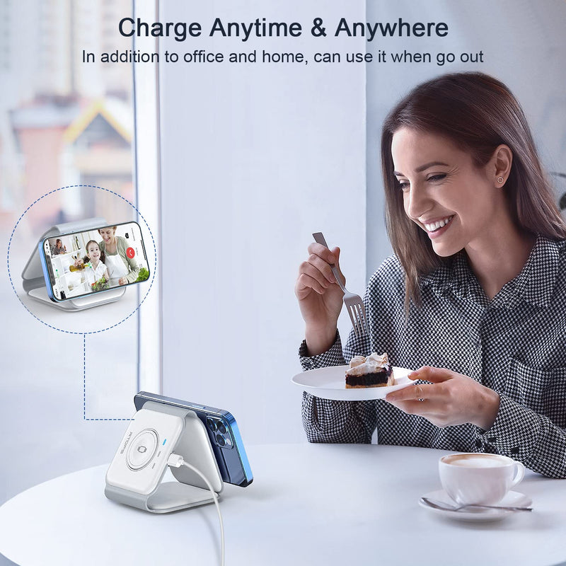 Wireless Charger 3 in 1,RTOPS Magnetic Travel Wireless Charging Station Multiple Devices,GaN 3 in 1 Charging Station,Compatible for iPhone15/14/13/12/Pro/Max,iWatch,AirPods 3/2/Pro(Adapter Includes) white