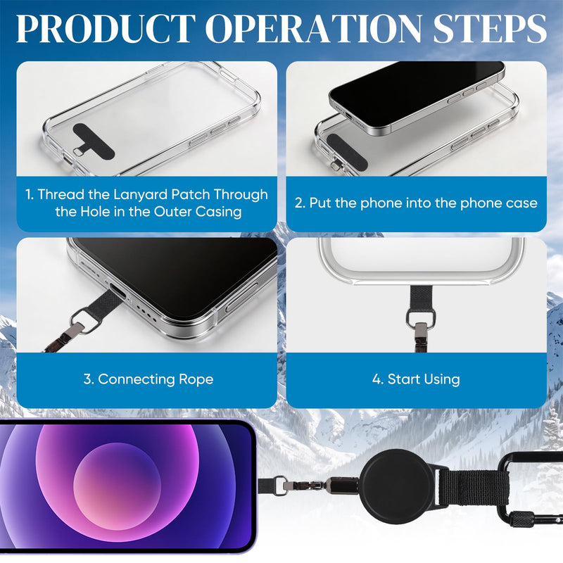 Retractable Phone Tether Anti Theft, Anti Pickpocket Phone Strap With Secure Locking Clip and 360° Anti-Tangle Design for Travel Hiking Skiing(2pcs