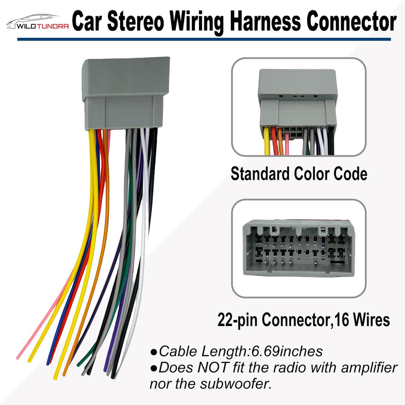 [AUSTRALIA] - 22Pin Radio Wiring Harness with Antenna Adapter for Dodge 2002-2010 Chrysler 2000-2007 Jeep 2003-2008 Aftermarket Car Stereo Wiring Harness Connector Car Stereo Radio Wiring Harness Cable Install Kit 16-pin, with Antenna Adapter 